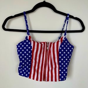 Lydia USA Fourth of July bustier crop top (M)